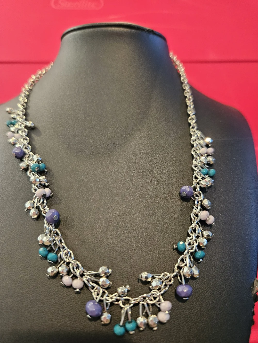 paparazzi Silver Multi-Bead Necklace in Teal & Lavender